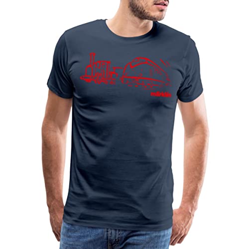 Spreadshirt Märklin Eisenbahnen Line Art Männer Premium T-Shirt, XXL, Navy von Spreadshirt