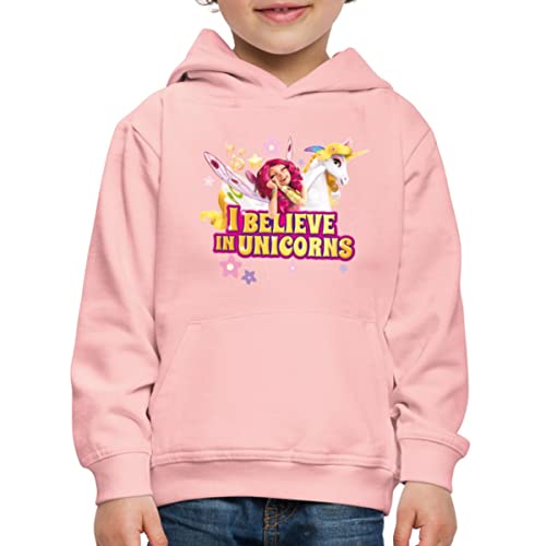 Spreadshirt Mia and Me Onchao Und Mia Ich Glaube An Einhörner Kinder Premium Hoodie, 134/146 (9-11 Jahre), Kristallrosa von Spreadshirt