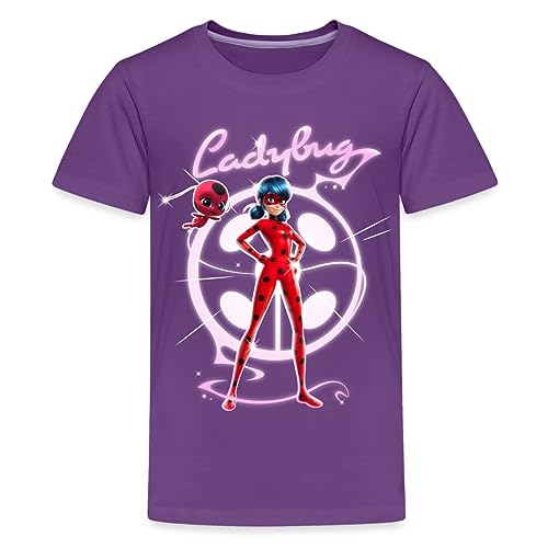 Spreadshirt Miraculous Ladybug Mit Tikki Kinder Premium T-Shirt, 110/116 (4 Jahre), Lila von Spreadshirt