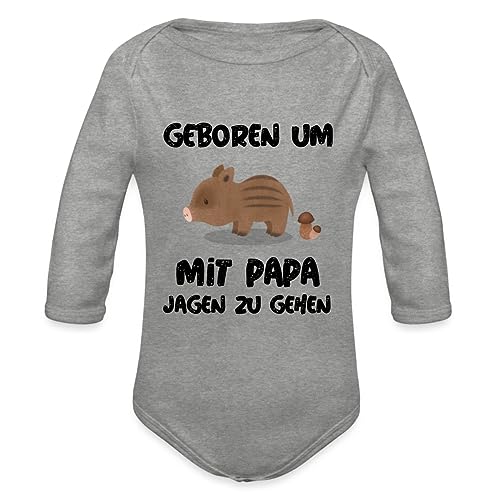 Spreadshirt Geboren Um Mit Papa Jagen Zu Gehen Baby Bio-Langarm-Body, 56 (0-1 M.), Grau meliert von Spreadshirt