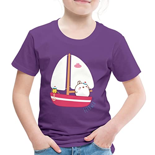 Spreadshirt Molang Piu Piu Segeln Fernweh Kinder Premium T-Shirt, 134/140 (8 Jahre), Lila von Spreadshirt