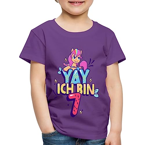 Spreadshirt My Little Pony Yay Ich Bin 7 Geburtstag Outfit Kinder Premium T-Shirt, 134/140 (8 Jahre), Lila von Spreadshirt