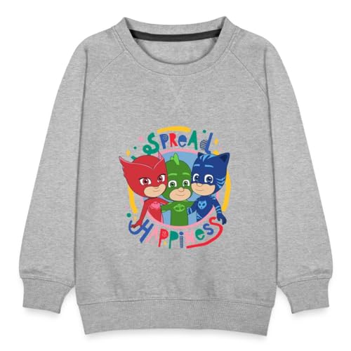 Spreadshirt PJ Masks Gruppenbild Eulette Gekko Catboy Kinder Premium Pullover, 152/164 (12-14 Jahre), Grau meliert von Spreadshirt