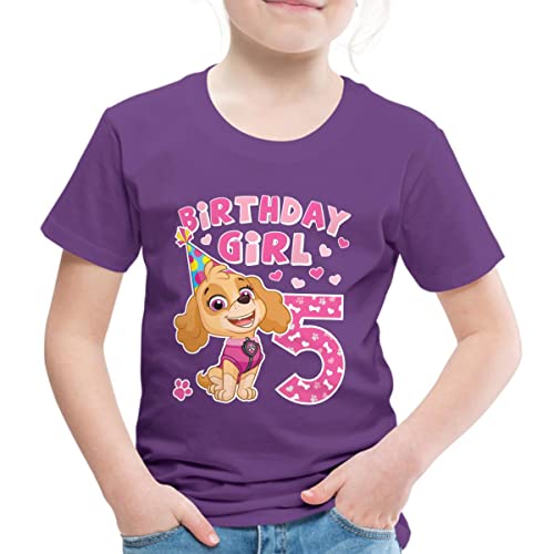 Spreadshirt Paw Patrol Skye 5. Geburtstag Kinder Premium T-Shirt, 110/116 (4 Jahre), Lila von Spreadshirt