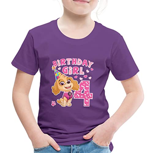 Spreadshirt Paw Patrol Geschenk 4 Jahre Alt 4. Geburtstag Skye Kinder Premium T-Shirt, 122/128 (6 Jahre), Lila von Spreadshirt