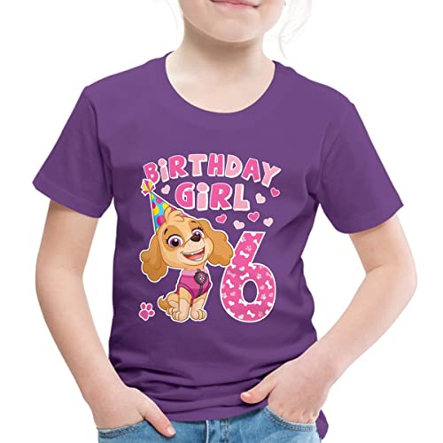 Spreadshirt Paw Patrol Geschenk 6 Jahre Alt 6. Geburtstag Skye Kinder Premium T-Shirt, 134/140 (8 Jahre), Lila von Spreadshirt