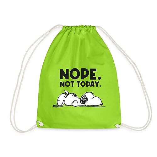 Spreadshirt Peanuts Snoopy Nope Not Today Bürohumor Turnbeutel, One size, Neongrün von Spreadshirt