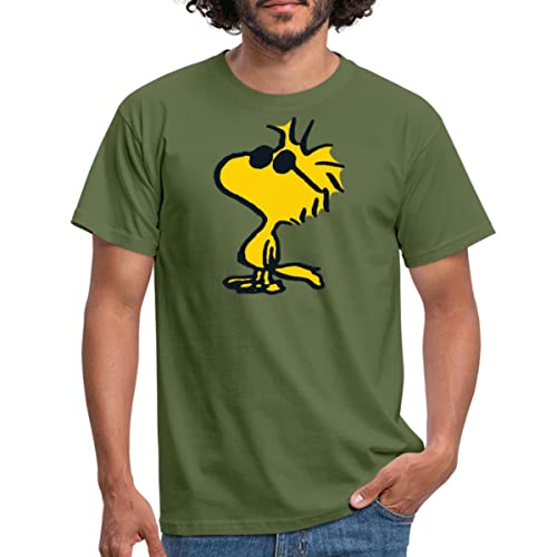 Spreadshirt Peanuts Woodstock Sonnenbrille Cool Männer T-Shirt, S, Militärgrün von Spreadshirt