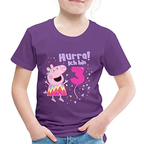 Spreadshirt Peppa Wutz Hurra Ich Bin 3 Jahre Kinder Premium T-Shirt, 110/116 (4 Jahre), Lila von Spreadshirt