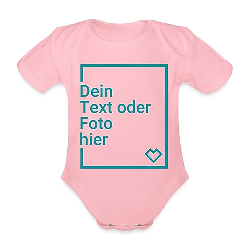 Spreadshirt Personalisierbare Babygeschenke Selbst Gestalten mit Foto und Text Wunschmotiv Baby Bio-Kurzarm-Body, 68 (3-6 M.), Hellrosa von Spreadshirt