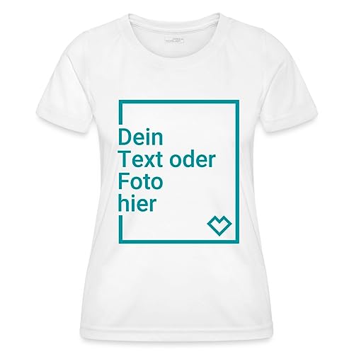 Spreadshirt Personalisierbares Sportshirt Selbst Gestalten mit Foto und Text Wunschmotiv Frauen Funktions-T-Shirt, L, Weiß von Spreadshirt