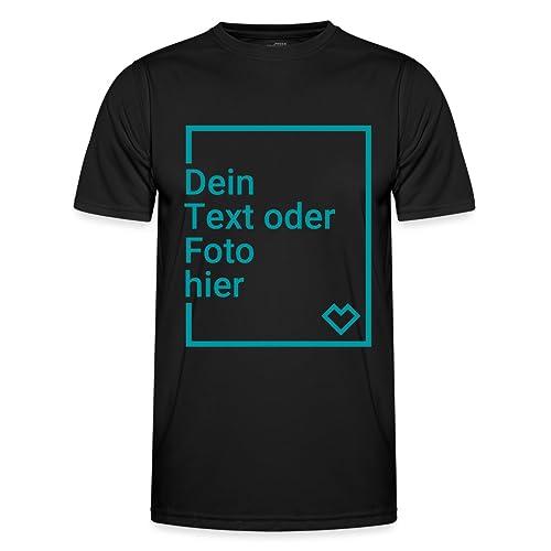 Spreadshirt Personalisierbares Sportshirt Selbst Gestalten mit Foto und Text Wunschmotiv Männer Funktions-T-Shirt, L, Schwarz von Spreadshirt