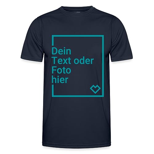 Spreadshirt Personalisierbares Sportshirt Selbst Gestalten mit Foto und Text Wunschmotiv Männer Funktions-T-Shirt, XL, Navy von Spreadshirt