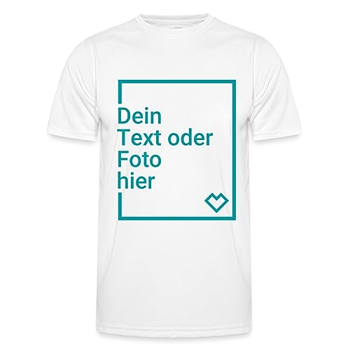 Spreadshirt Personalisierbares Sportshirt Selbst Gestalten mit Foto und Text Wunschmotiv Männer Funktions-T-Shirt, XL, Weiß von Spreadshirt