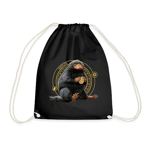 Spreadshirt Phantastische Tierwesen Niffler mit Gold Turnbeutel, One size, Schwarz von Spreadshirt