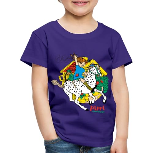 Spreadshirt Pippi Langstrumpf Herr Nilsson Und Kleiner Onkel Kinder Premium T-Shirt, 110/116 (4 Jahre), Lila von Spreadshirt