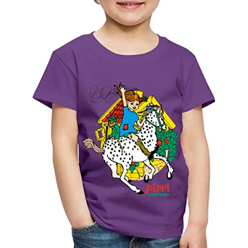 Spreadshirt Pippi Langstrumpf Herr Nilsson Und Kleiner Onkel Kinder Premium T-Shirt, 122/128 (6 Jahre), Lila von Spreadshirt