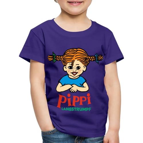 Spreadshirt Pippi Langstrumpf Logo Kinder Premium T-Shirt, 98/104 (2 Jahre), Lila von Spreadshirt