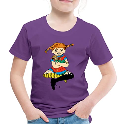 Spreadshirt Pippi Langstrumpf Zusammen Mit Herr Nilsson Kinder Premium T-Shirt, 98/104 (2 Jahre), Lila von Spreadshirt