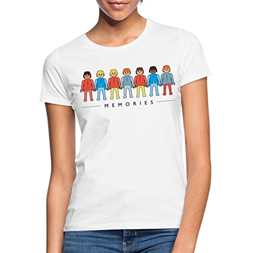 Spreadshirt Playmobil Figuren Memories Frauen T-Shirt, L, Weiß von Spreadshirt