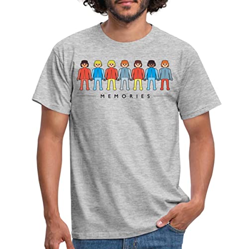 Spreadshirt Playmobil Figuren Memories Männer T-Shirt, XL, Grau meliert von Spreadshirt