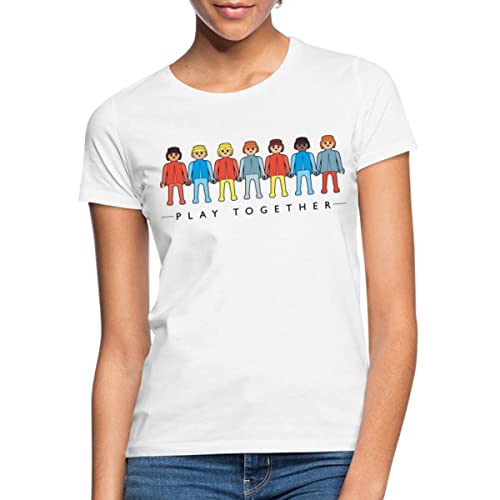 Spreadshirt Playmobil Figuren Play Together Frauen T-Shirt, S, weiß von Spreadshirt