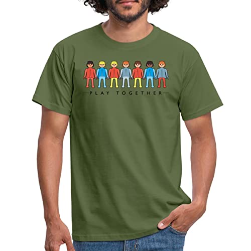 Spreadshirt Playmobil Figuren Play Together Männer T-Shirt, L, Militärgrün von Spreadshirt