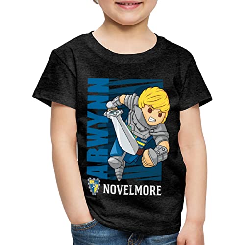 Spreadshirt Playmobil Novelmore Charakter Arwynn Kinder Premium T-Shirt, 110/116 (4 Jahre), Anthrazit von Spreadshirt