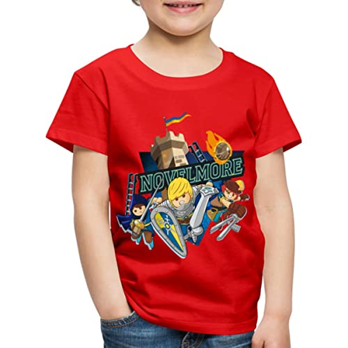 Spreadshirt Playmobil Novelmore Gwynn, Arwynn, Dario Da Vanci Kinder Premium T-Shirt, 110/116 (4 Jahre), Rot von Spreadshirt