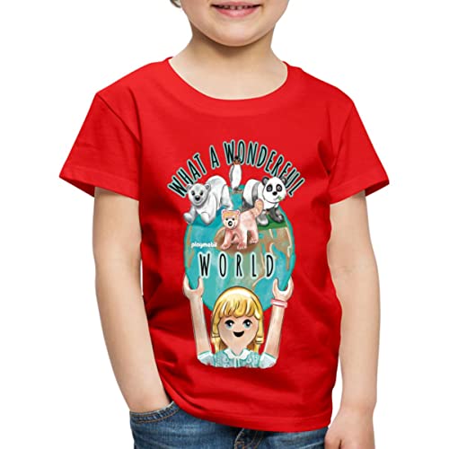 Spreadshirt Playmobil Wiltopia Liv Mit Pandas, Eisbär Und Pinguin Kinder Premium T-Shirt, 134/140 (8 Jahre), Rot von Spreadshirt