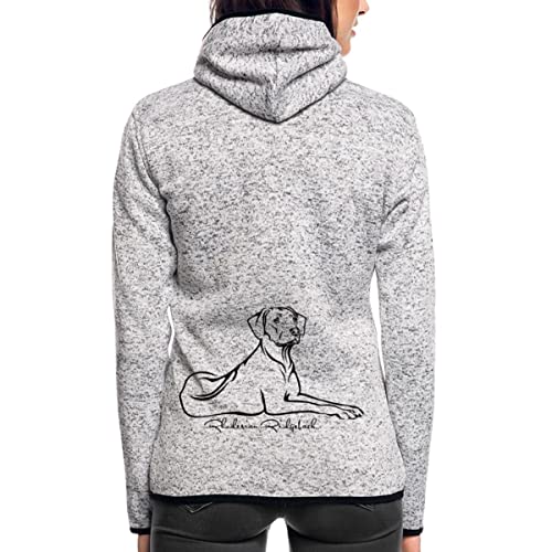 Spreadshirt Rhodesian Ridgeback Liegend Frauen Kapuzen-Fleecejacke, L, Hellgrau meliert von Spreadshirt