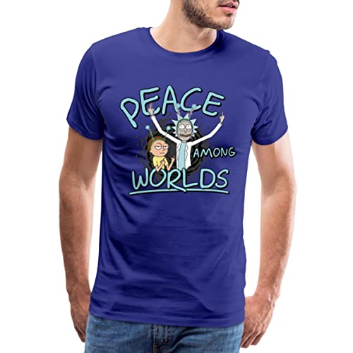 Spreadshirt Rick & Morty Peace Among Worlds Männer Premium T-Shirt, XXL, Königsblau von Spreadshirt