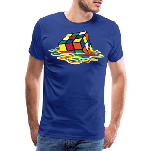 Spreadshirt Rubik's Cube Zauberwürfel Melting Cube Männer Premium T-Shirt, L, Königsblau von Spreadshirt