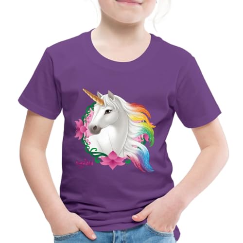 Spreadshirt Schleich Bayala Regenbogeneinhorn Stute Kinder Premium T-Shirt, 110/116 (4 Jahre), Lila von Spreadshirt