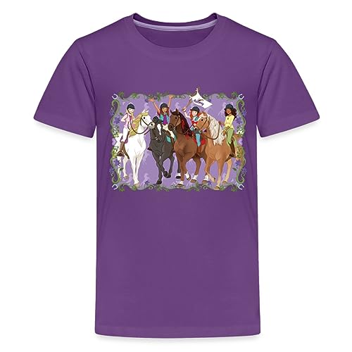 Spreadshirt Schleich Horse Club Lisa Sarah Sofia Hannah reiten Kinder Premium T-Shirt, 110/116 (4 Jahre), Lila von Spreadshirt