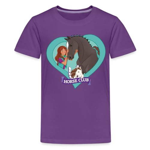 Spreadshirt Schleich Horse Club Lisa & Storm Herzmotiv Kinder Premium T-Shirt, 110/116 (4 Jahre), Lila von Spreadshirt