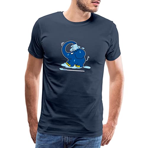 Spreadshirt Sendung Mit Der Maus Kleiner Elefant Dusche Männer Premium T-Shirt, XXL, Navy von Spreadshirt