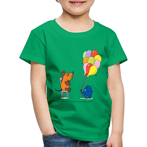 Spreadshirt Sendung Mit Der Maus Luftballons Vom Kleinen Elefanten Geburtstag Kinder Premium T-Shirt, 98/104 (2 Jahre), Kelly Green von Spreadshirt