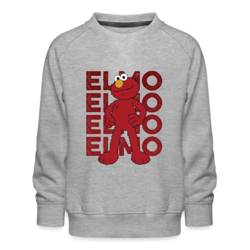 Spreadshirt Sesamstraße Elmo Pose Kinder Premium Pullover, 134/146 (9-11 Jahre), Grau meliert von Spreadshirt