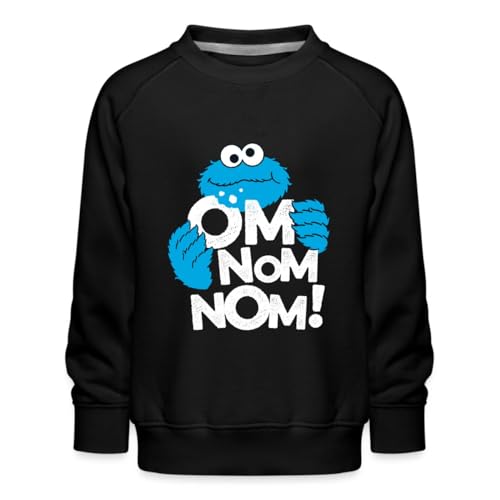 Spreadshirt Sesamstraße Krümelmonster Om Nom Nom Kinder Premium Pullover, 152/164 (12-14 Jahre), Schwarz von Spreadshirt