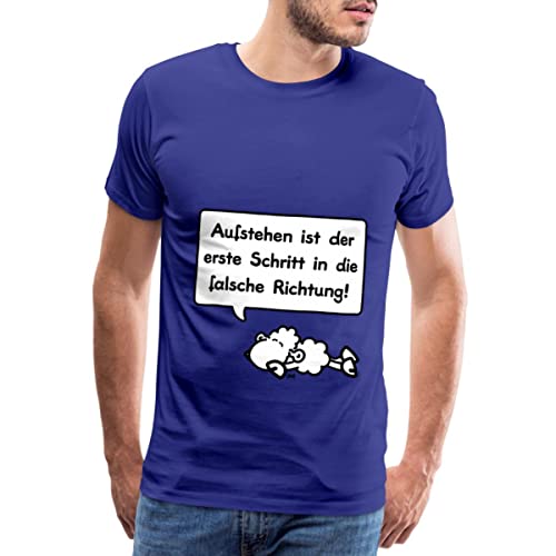 Spreadshirt Sheepworld Aufstehen Schritt In Die Falsche Richtung Männer Premium T-Shirt, 4XL, Königsblau von Spreadshirt