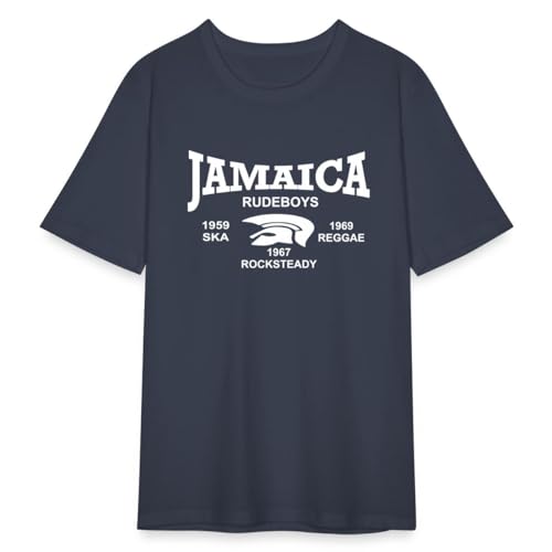 Spreadshirt Ska Jamaica Trojan Rudeboys Männer Slim Fit T-Shirt, L, Navy von Spreadshirt