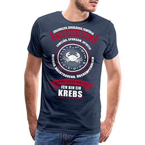 Spreadshirt Sternzeichen Krebs Eigenschaften Treues Herz Männer Premium T-Shirt, L, Navy von Spreadshirt