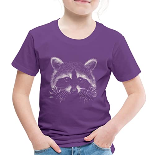 Spreadshirt Süßer Waschbär Lustig Racoon Kinder Premium T-Shirt, 134/140 (8 Jahre), Lila von Spreadshirt