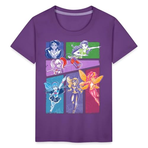 Spreadshirt Super Hero Girls Superheldinnen Collage Kinder Premium T-Shirt, 122/128 (6 Jahre), Lila von Spreadshirt