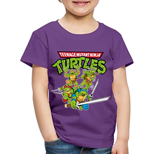 Spreadshirt Teenage Mutant Ninja Turtles Logo Kinder Premium T-Shirt, 110/116 (4 Jahre), Lila von Spreadshirt