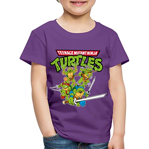 Spreadshirt Teenage Mutant Ninja Turtles Logo Kinder Premium T-Shirt, 122/128 (6 Jahre), Lila von Spreadshirt