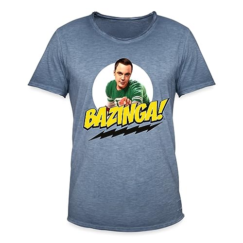 Spreadshirt The Big Bang Theory Spruch Bazinga Männer Vintage T-Shirt, XL, Vintage Denim von Spreadshirt