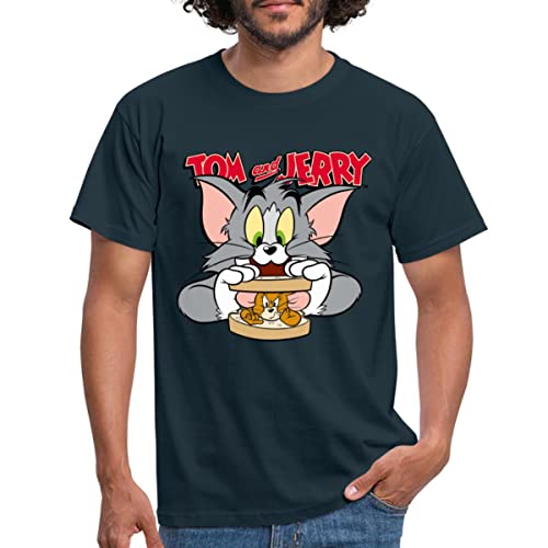 Spreadshirt Tom Und Jerry Maus-Sandwich Männer T-Shirt, XL, Navy von Spreadshirt