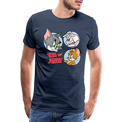 Spreadshirt Tom Und Jerry Spike, Tom und Jerry Kacheln Männer Premium T-Shirt, XXL, Navy von Spreadshirt